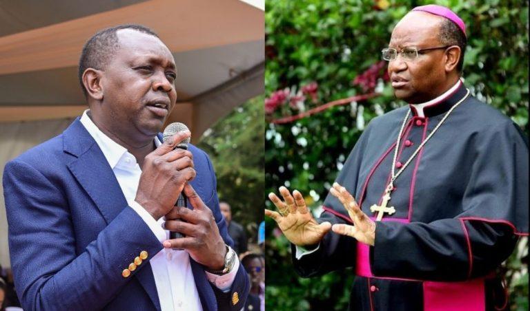 Collaged file photos of Kapseret MP Oscar Sudi and Archbishop Anthony Muheria of the Nyeri Catholic Archdiocese.