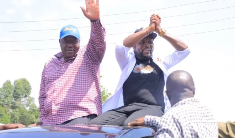 File image of Former Interior Cabinet Secretary Fred Matiang'i speaking at a rally.