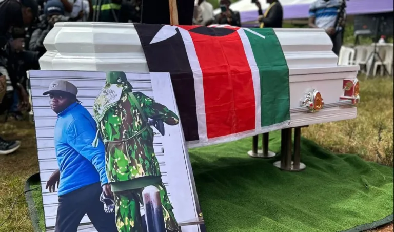File image of the casket bearing Boniface Kariuki's remains