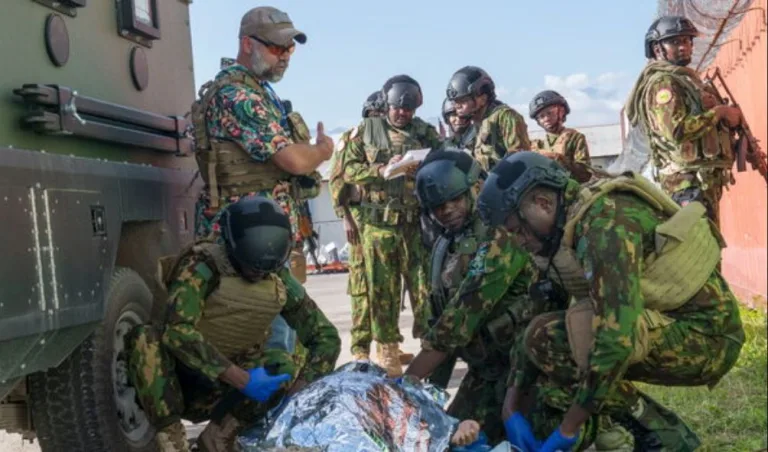 Drone Blast Kills 2 Police Officers in Haiti Kenyan police officers in Haiti during a medical evacuation simulation exercise on May 14, 2025.