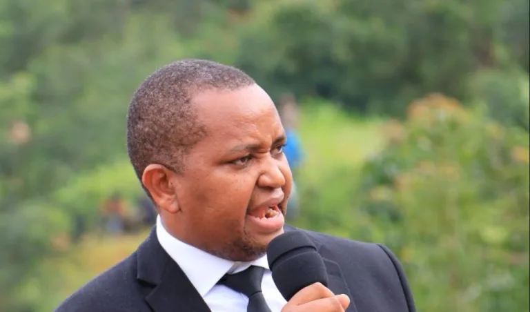 Irungu Nyakera speaking during a past political rally.